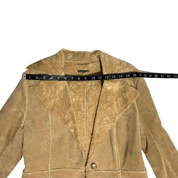 GUESS Leather Suede Jacket Size Small Fur Collar Single Breast - Picture 9 of 12